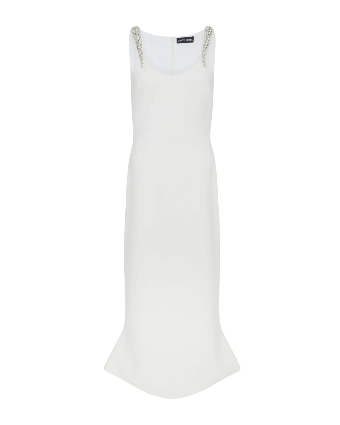 CRYSTAL CLAW STRAPS MIDI DRESS IN WHITE