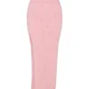 CRYSTAL EMBELLISHED KNIT MIDI SKIRT IN PINK