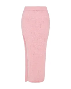 CRYSTAL EMBELLISHED KNIT MIDI SKIRT IN PINK