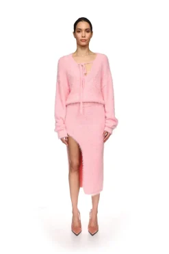 CRYSTAL EMBELLISHED KNIT JUMPER IN PINK