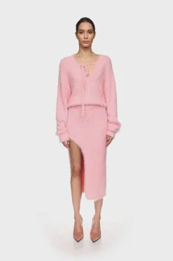 CRYSTAL EMBELLISHED KNIT JUMPER IN PINK