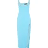 CRYSTAL EMBROIDERED ASYMMETRIC MIDI DRESS