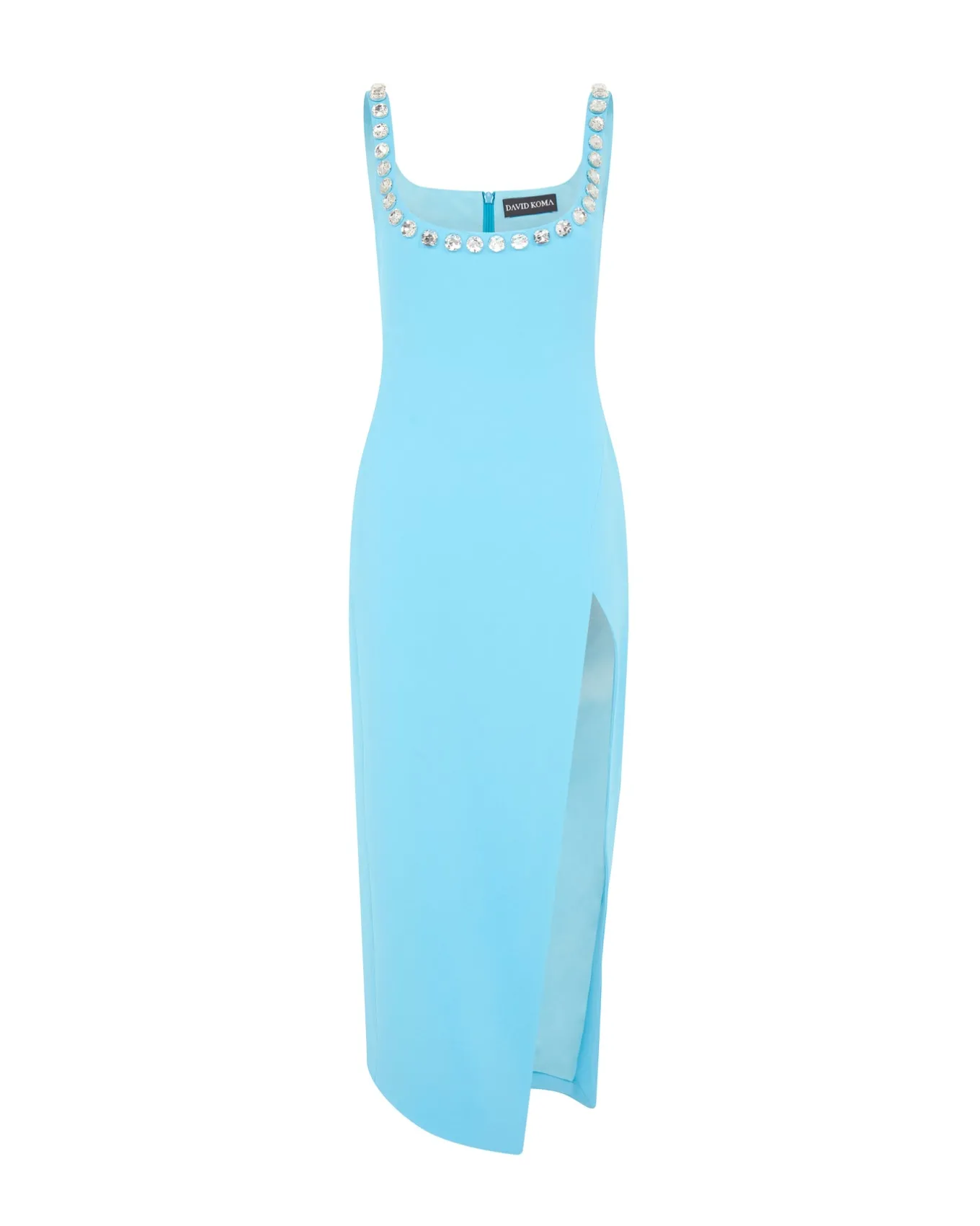 CRYSTAL EMBROIDERED ASYMMETRIC MIDI DRESS