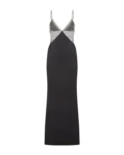 CRYSTAL EMBROIDERED BRA AND SATIN GOWN