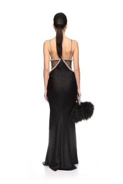CRYSTAL EMBROIDERED BRA AND SATIN GOWN