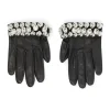 CRYSTAL EMBROIDERED CROPPED LEATHER GLOVES