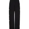 CRYSTAL EMBROIDERED DENIM TROUSERS