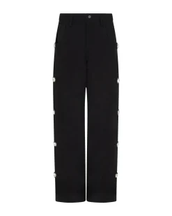 CRYSTAL EMBROIDERED DENIM TROUSERS