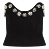 CRYSTAL EMBROIDERED DENIM CORSET TOP