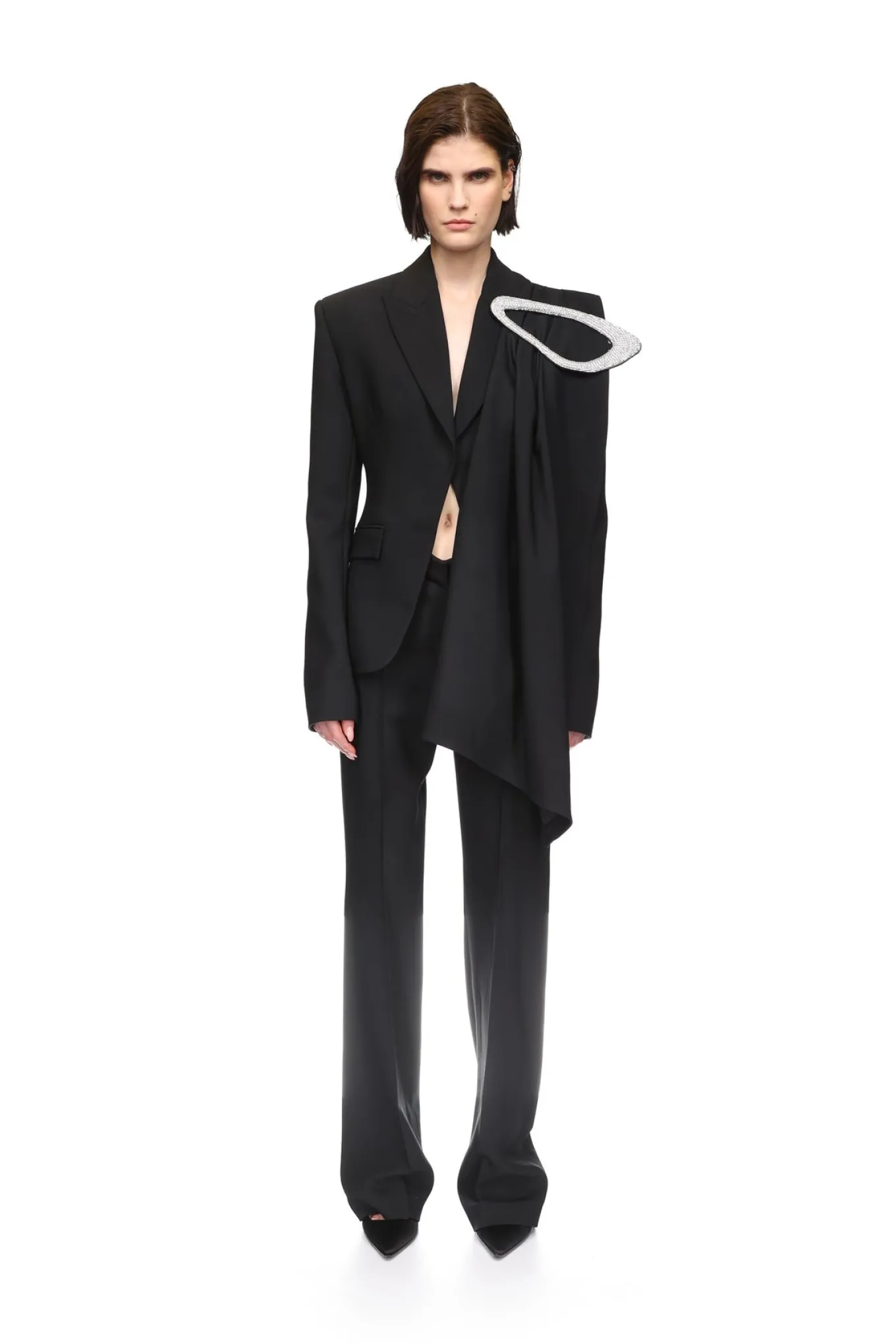 CRYSTAL EMBROIDERED DRAPE OVERLAY JACKET