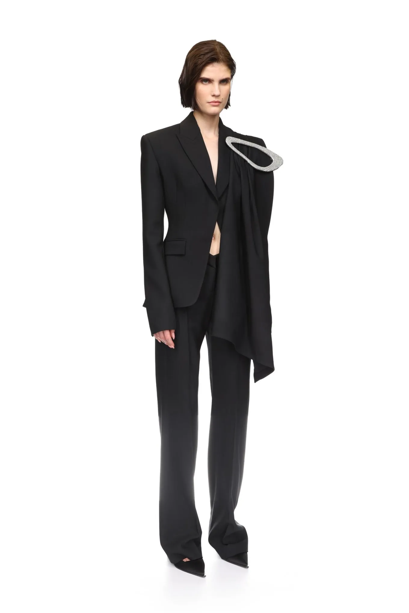 CRYSTAL EMBROIDERED DRAPE OVERLAY JACKET