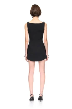 CRYSTAL EMBROIDERED NECKLINE MINI DRESS