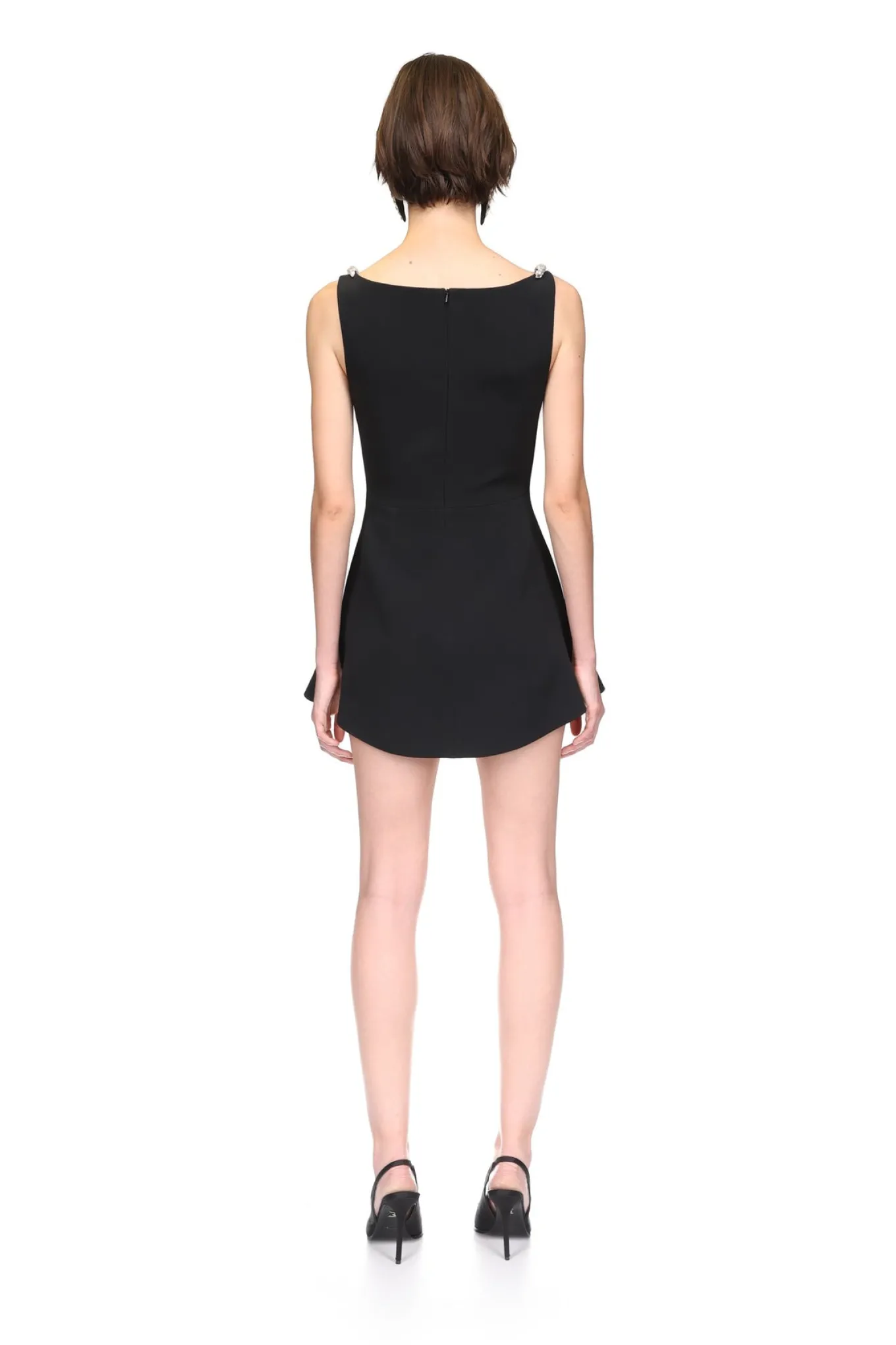 CRYSTAL EMBROIDERED NECKLINE MINI DRESS