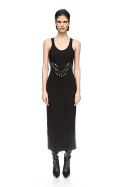 CRYSTAL EMBROIDERED TANK MIDI DRESS