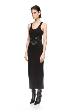 CRYSTAL EMBROIDERED TANK MIDI DRESS