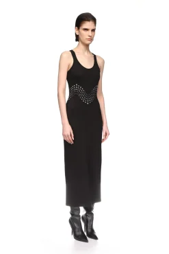 CRYSTAL EMBROIDERED TANK MIDI DRESS