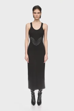 CRYSTAL EMBROIDERED TANK MIDI DRESS