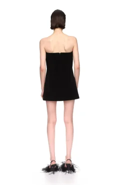 CRYSTAL EMBROIDERED VELVET MINI DRESS