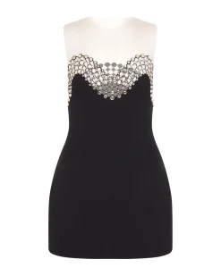 CRYSTAL EMBROIDERED WAVE MINI DRESS