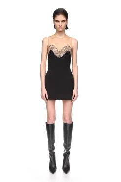 CRYSTAL EMBROIDERED WAVE MINI DRESS