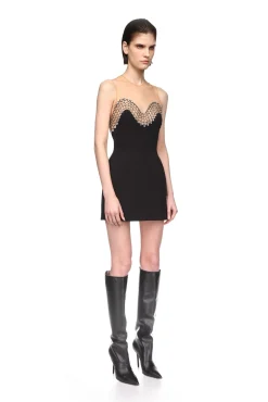 CRYSTAL EMBROIDERED WAVE MINI DRESS