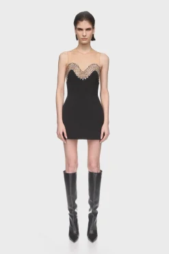 CRYSTAL EMBROIDERED WAVE MINI DRESS