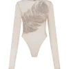 CRYSTAL FEATHER BODYSUIT