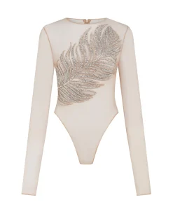 CRYSTAL FEATHER BODYSUIT