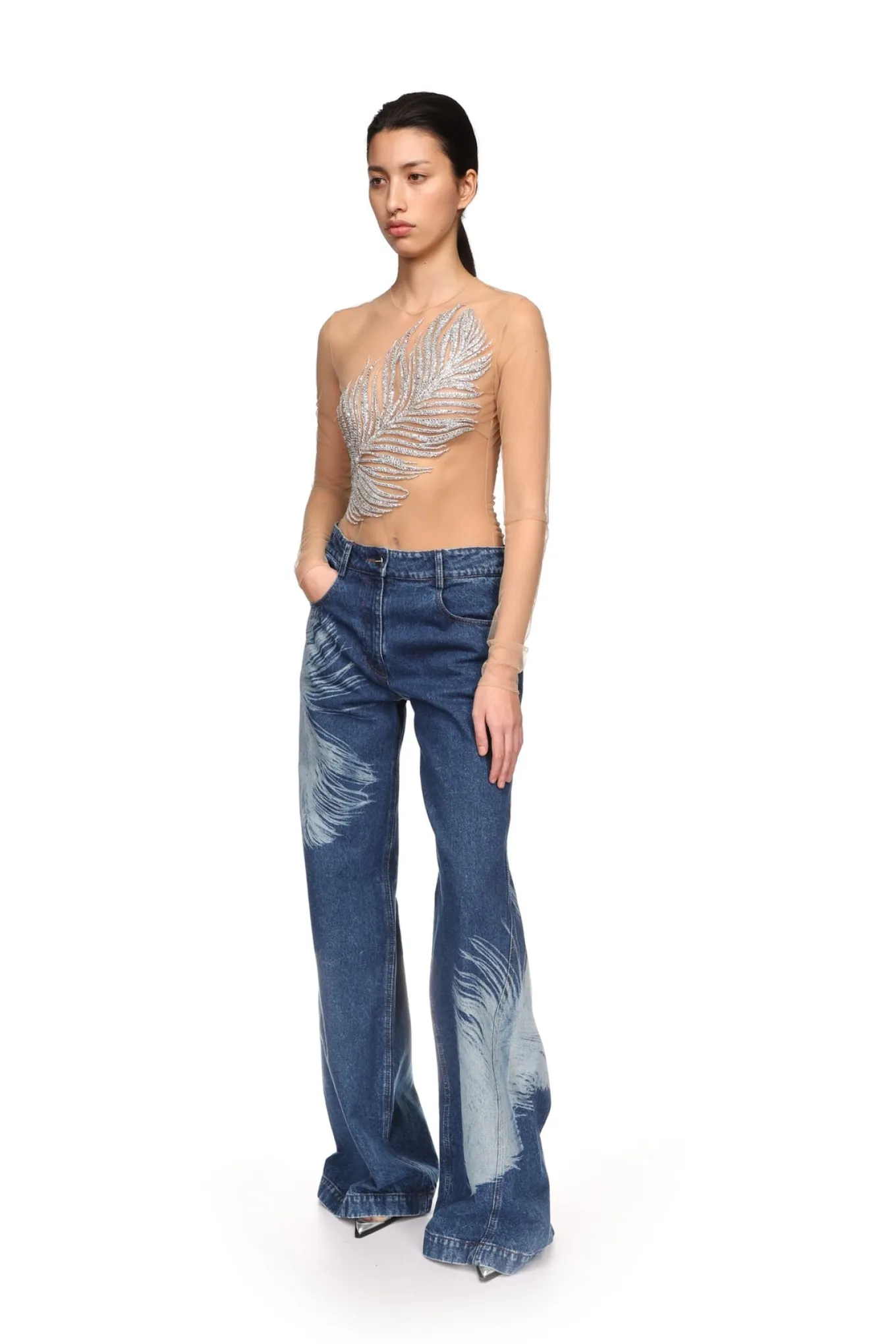 CRYSTAL FEATHER BODYSUIT