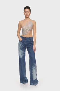 CRYSTAL FEATHER BODYSUIT