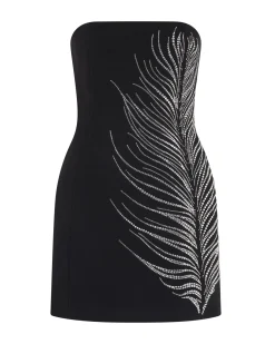 CRYSTAL FEATHER BUSTIER MINI DRESS