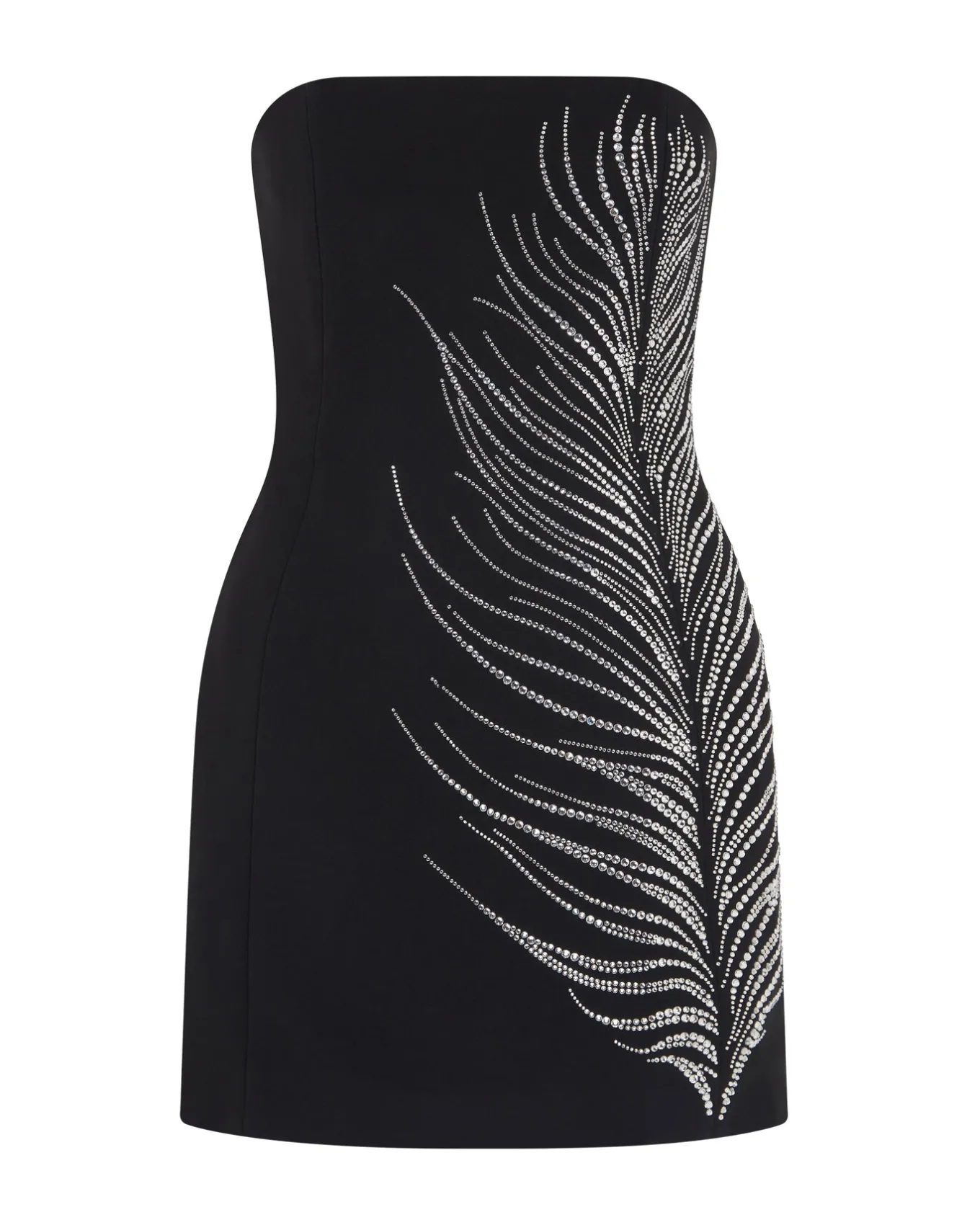 CRYSTAL FEATHER BUSTIER MINI DRESS