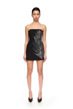 CRYSTAL FEATHER BUSTIER MINI DRESS