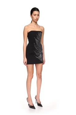 CRYSTAL FEATHER BUSTIER MINI DRESS
