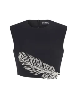 CRYSTAL FEATHER CROP TOP