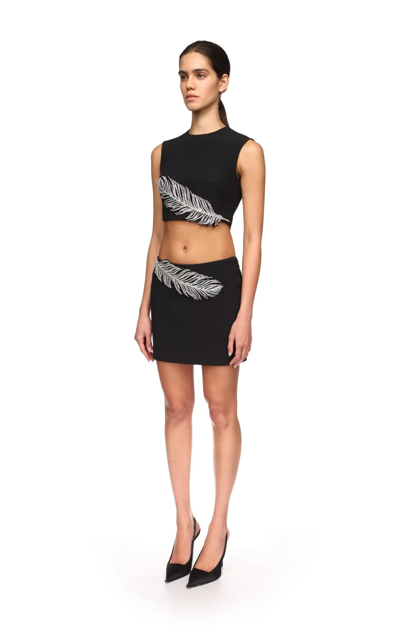 CRYSTAL FEATHER CROP TOP