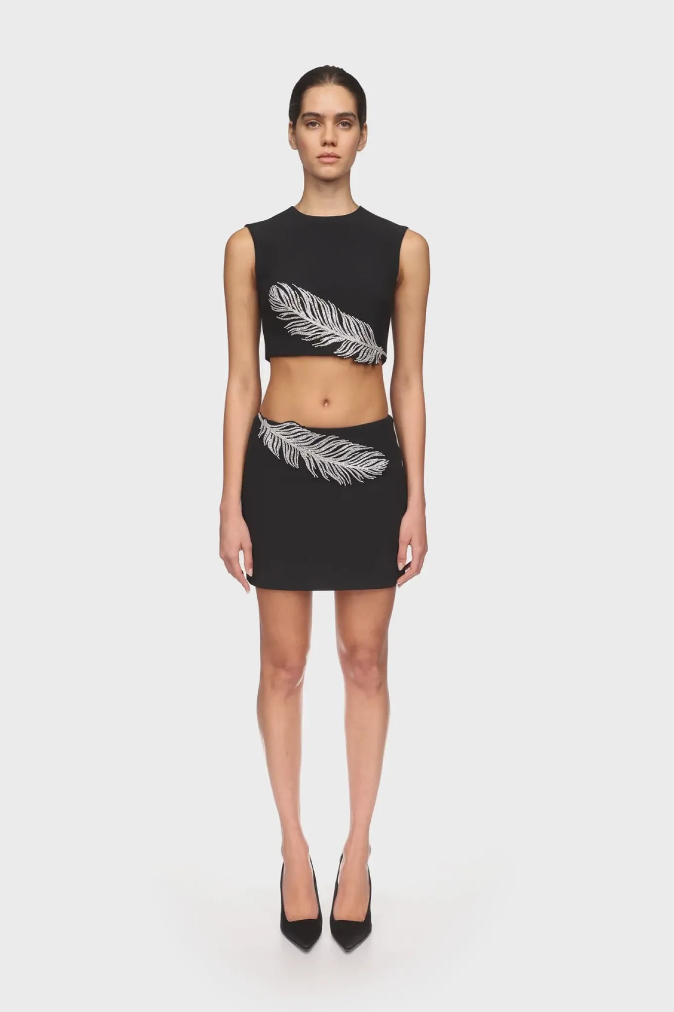 CRYSTAL FEATHER CROP TOP