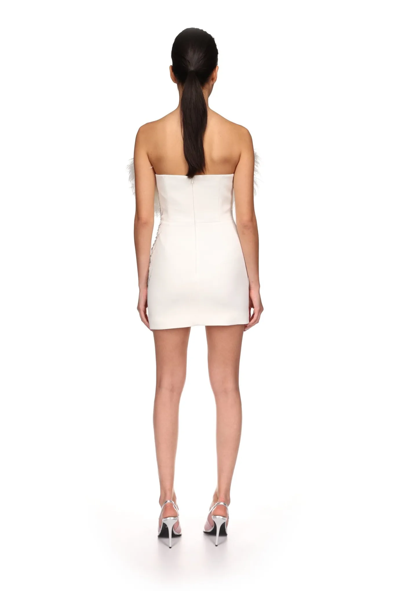CRYSTAL FEATHER MINI DRESS