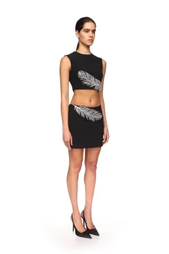 CRYSTAL FEATHER MINI SKIRT