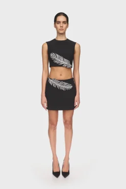 CRYSTAL FEATHER MINI SKIRT