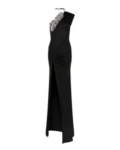 CRYSTAL FEATHER ONE SHOULDER GOWN