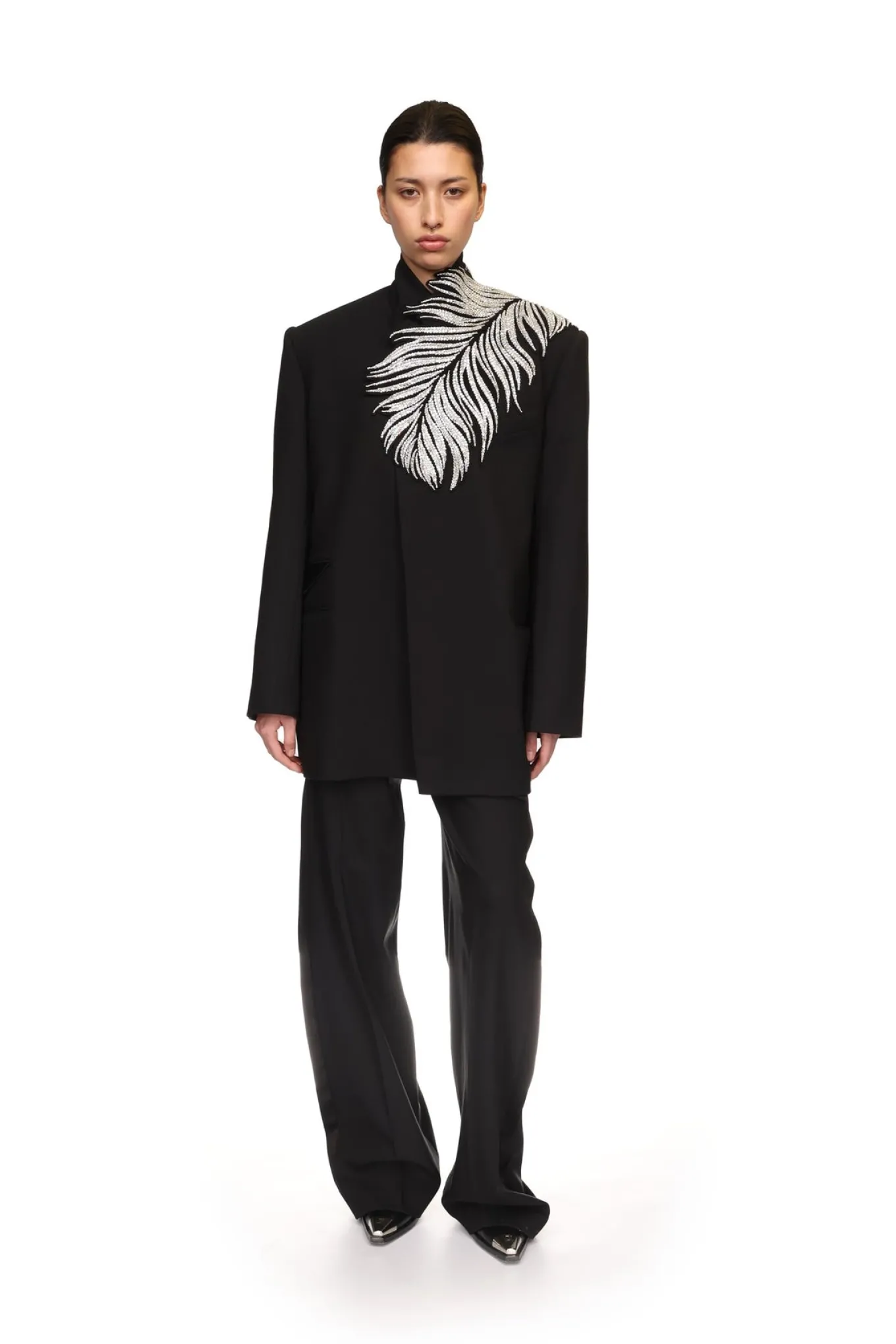 CRYSTAL FEATHER TAILORED JACKET