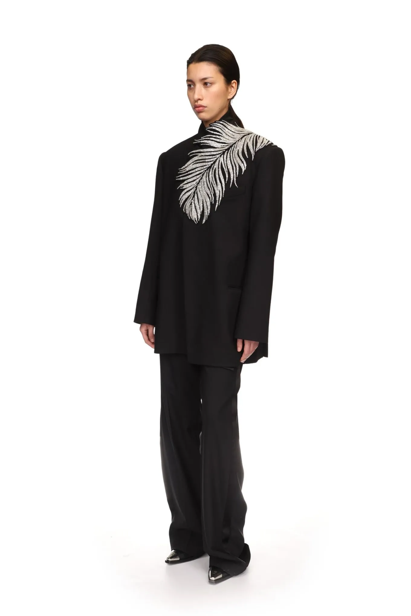 CRYSTAL FEATHER TAILORED JACKET