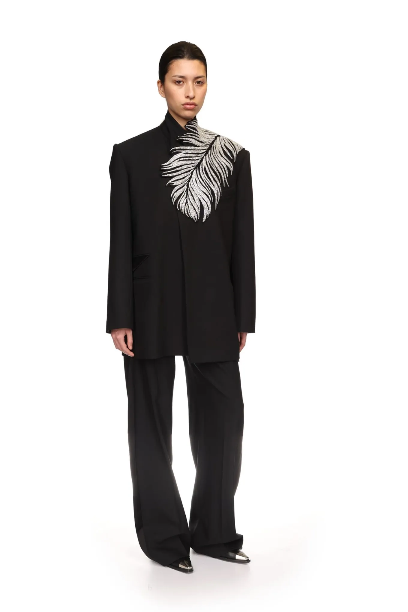 CRYSTAL FEATHER TAILORED JACKET