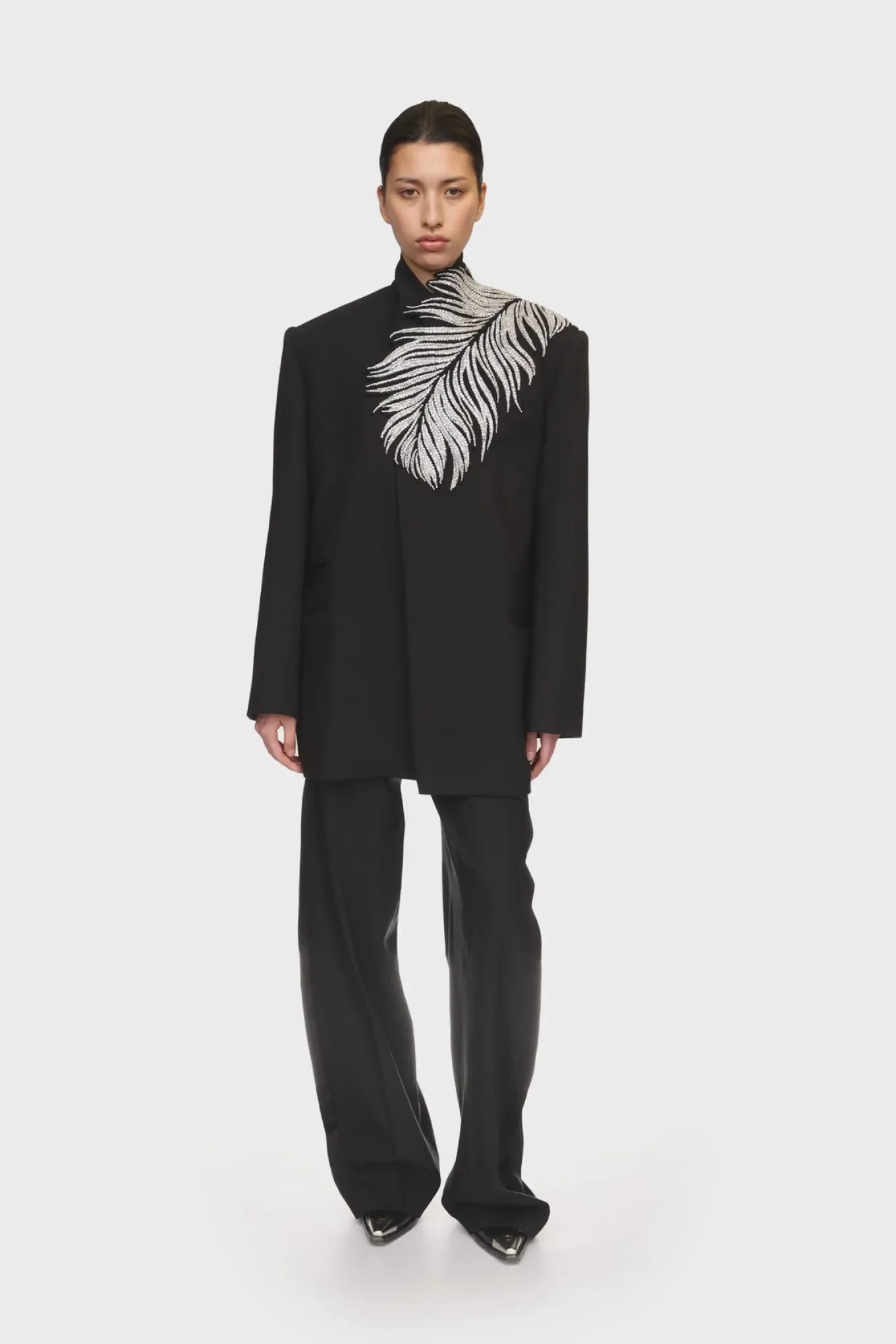 CRYSTAL FEATHER TAILORED JACKET