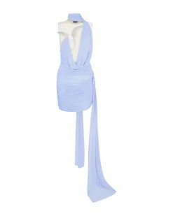 CRYSTAL HUMMINGBIRD AND SCARF DETAIL MINI DRESS