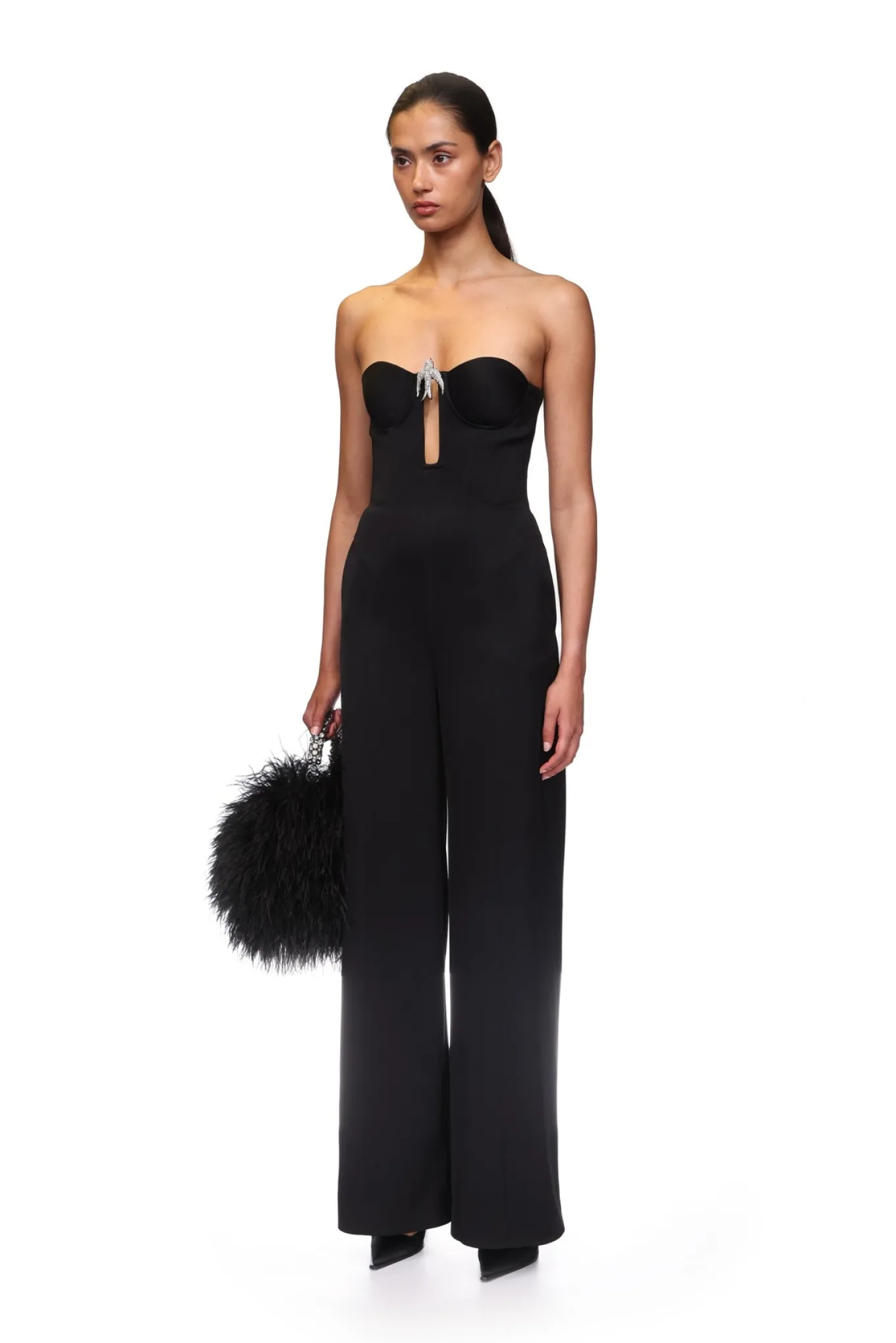 CRYSTAL SWALLOW WIDE LEG JUMPSUIT
