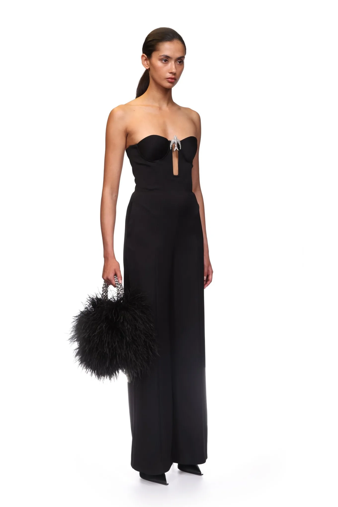 CRYSTAL SWALLOW WIDE LEG JUMPSUIT
