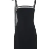 CRYSTAL TRIM AND BOW STRAP DRESS