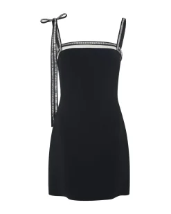 CRYSTAL TRIM AND BOW STRAP DRESS
